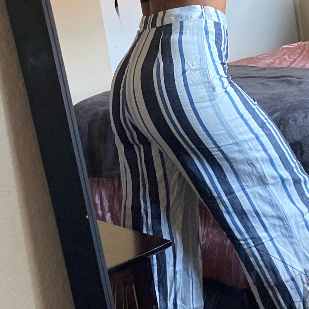 Blue stripped flare pant